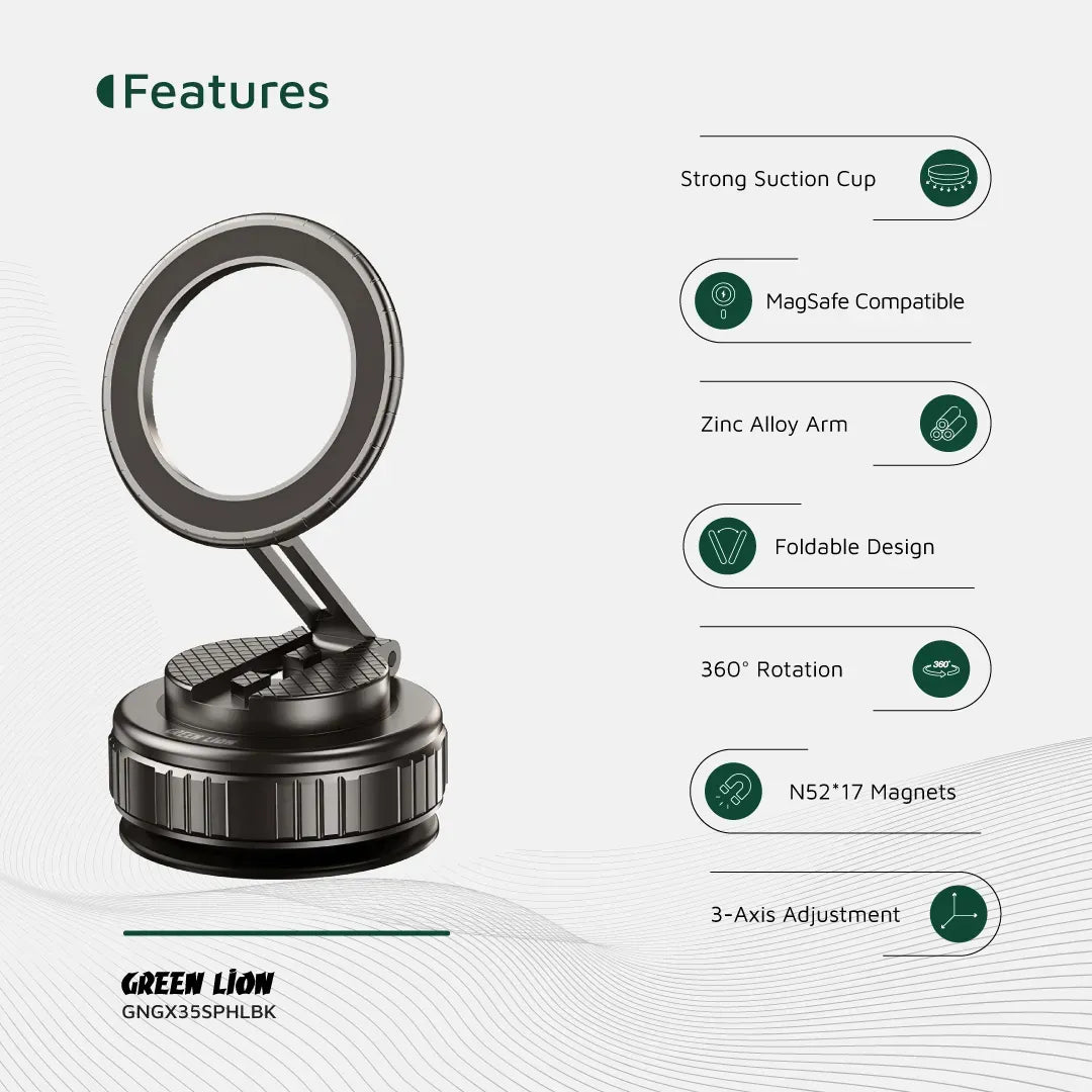 Green Lion Gx 35 Suction Phone Holder Black – image 9