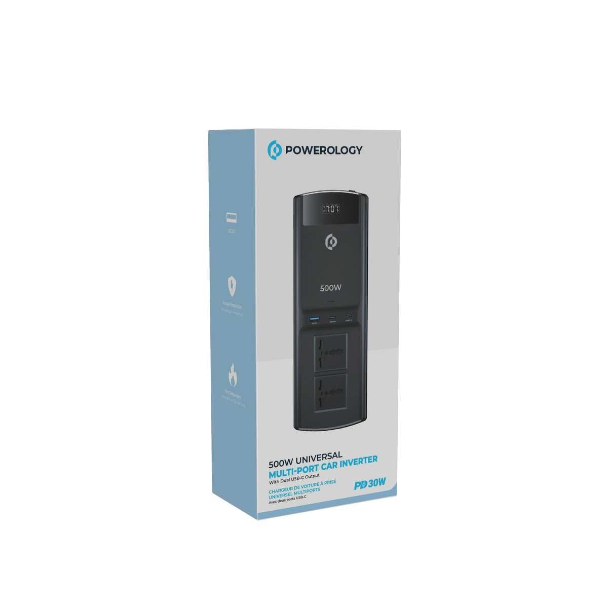 Powerology 500 W Universal Multi-Port Car Inverter With Dual USB-C Output - Black – image 11