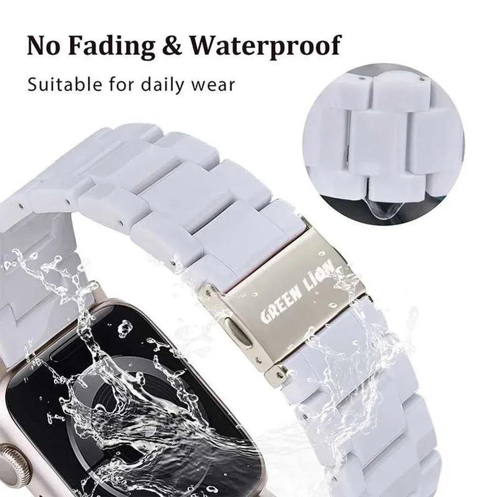 Green Lion Marble Strap For i Watch - White/Brown – image 3