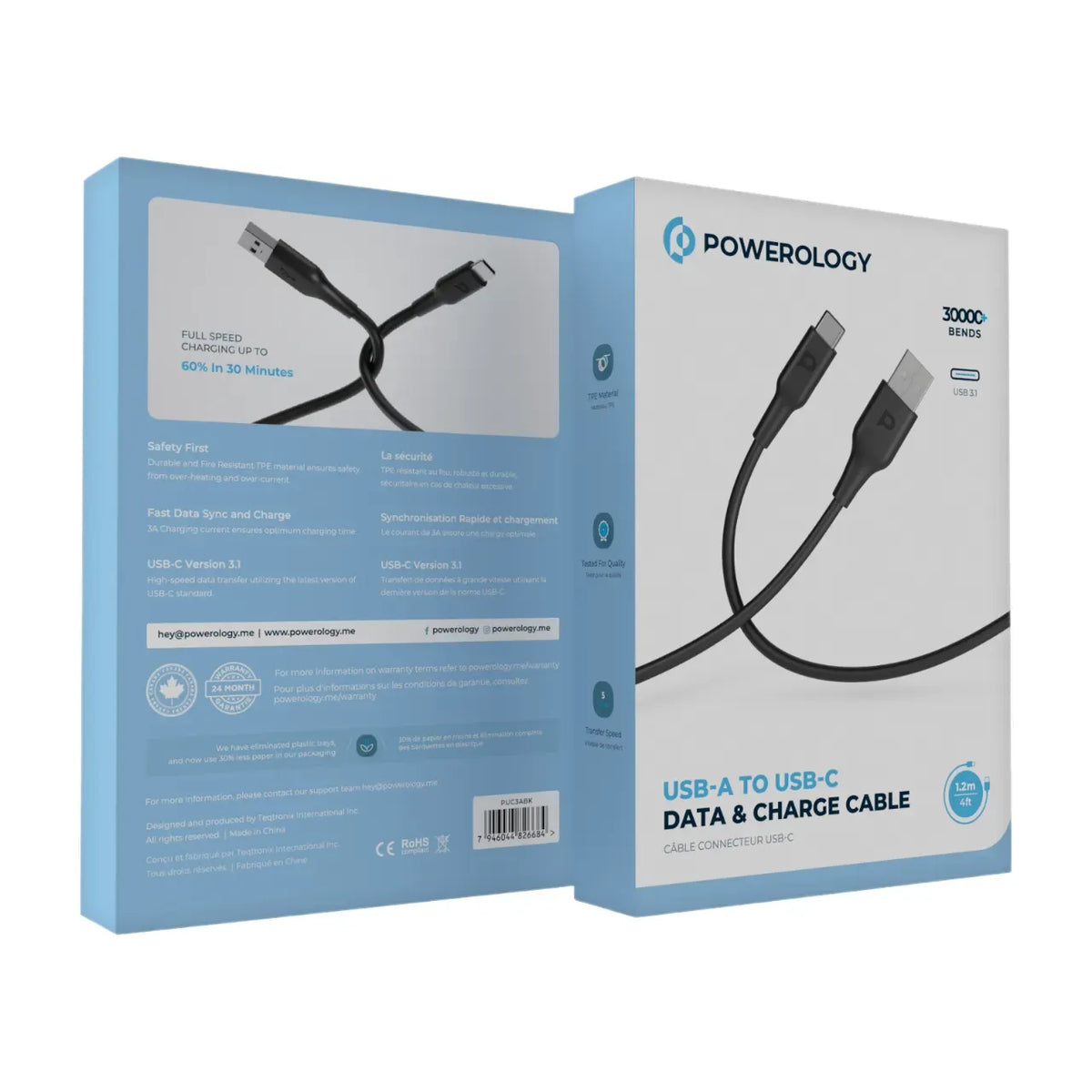 Powerology USB A to Type C Data Fast Charge Cable 1 2m 4ft – image 13