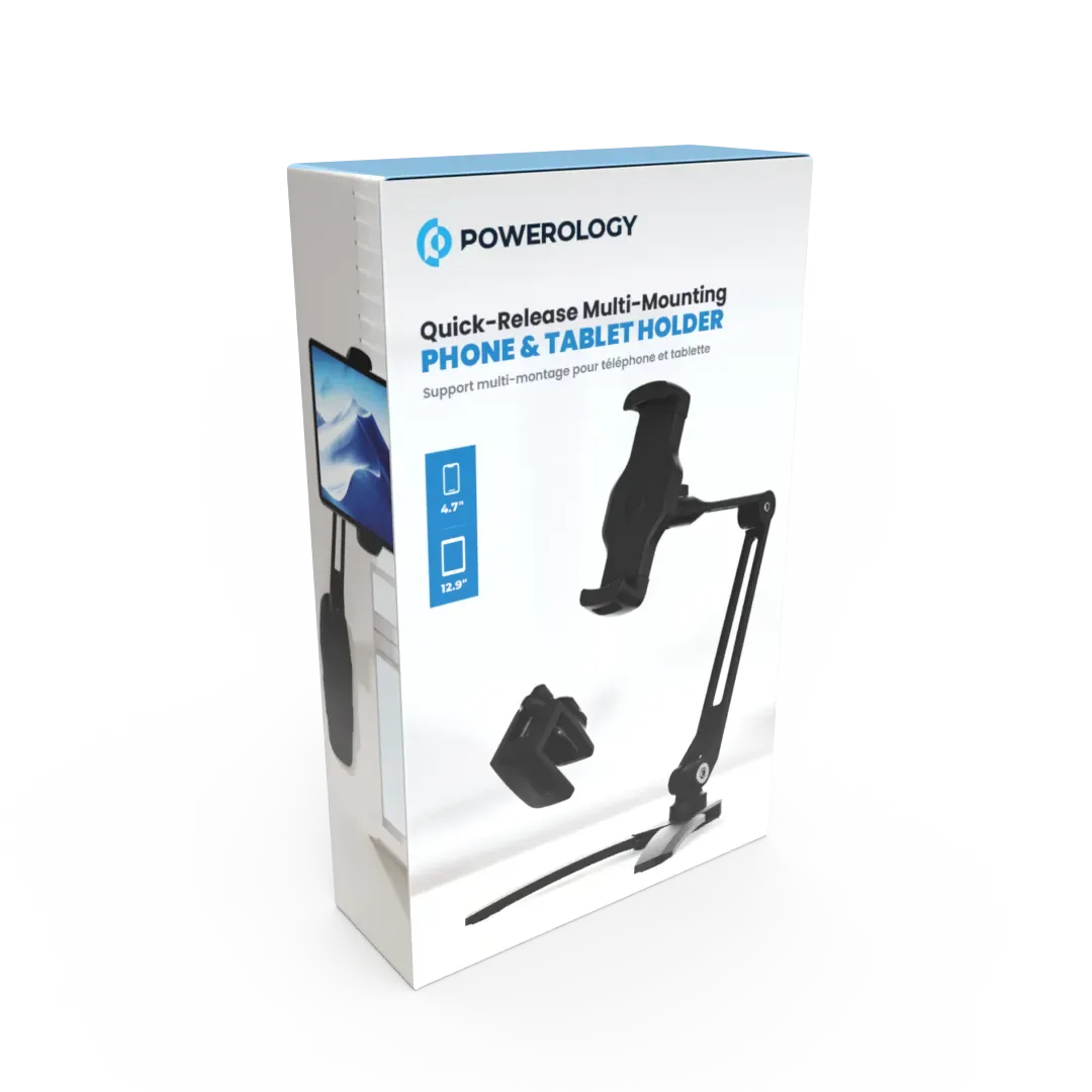 Powerology Solid Alloy Aluminum 360deg Rotatable Suction Phone Holder Black – image 8