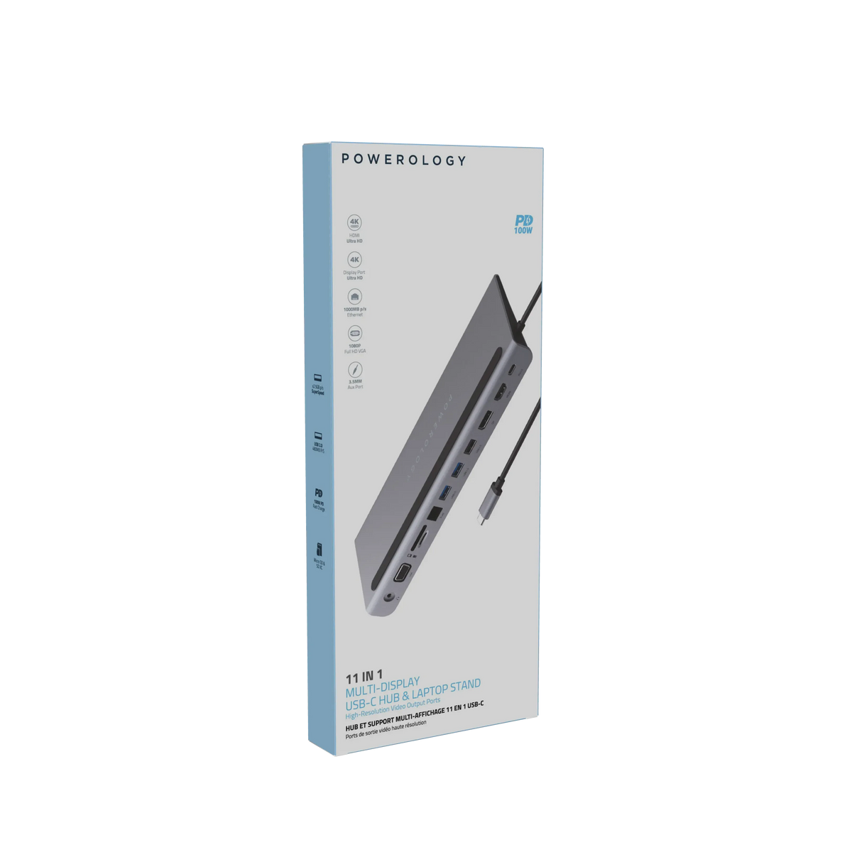 Powerology 11 in 1 Multi-Display USB-C Hub &Laptop Stand - Grey – image 8