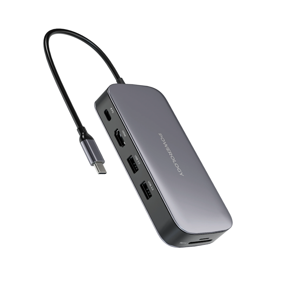 Powerology 256 Gb USB C Hub Ssd Drive All in One Connectivity Storage PD 100w Gray – image 4