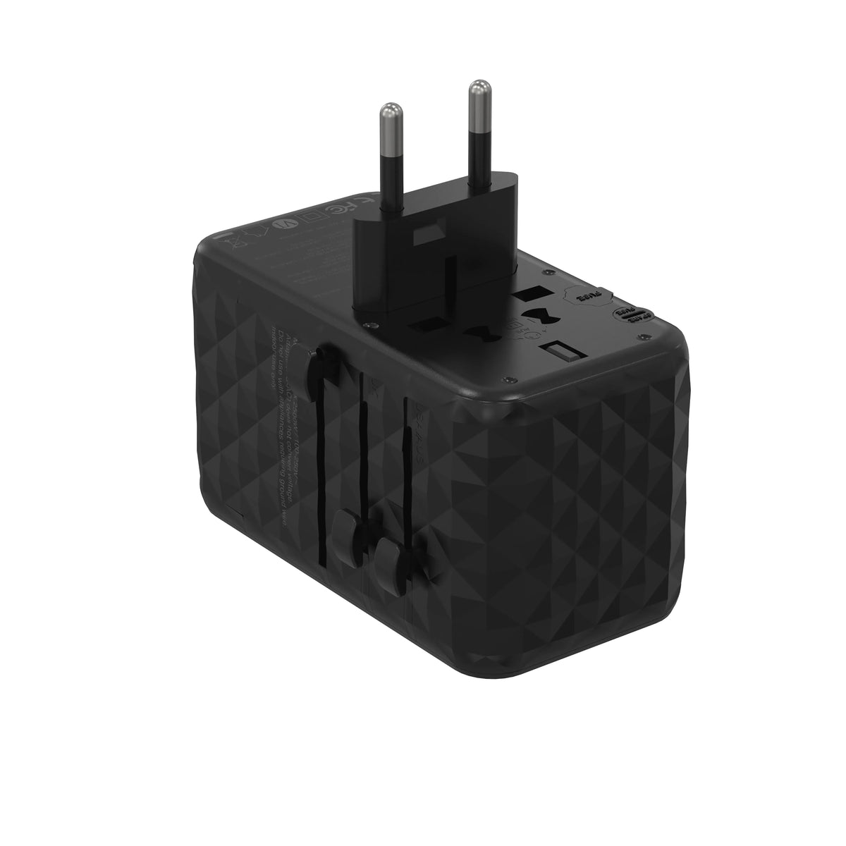 Powerology Universal Adapter 140w X2 Type C Port and X2 USB A 15w Port Black – image 2