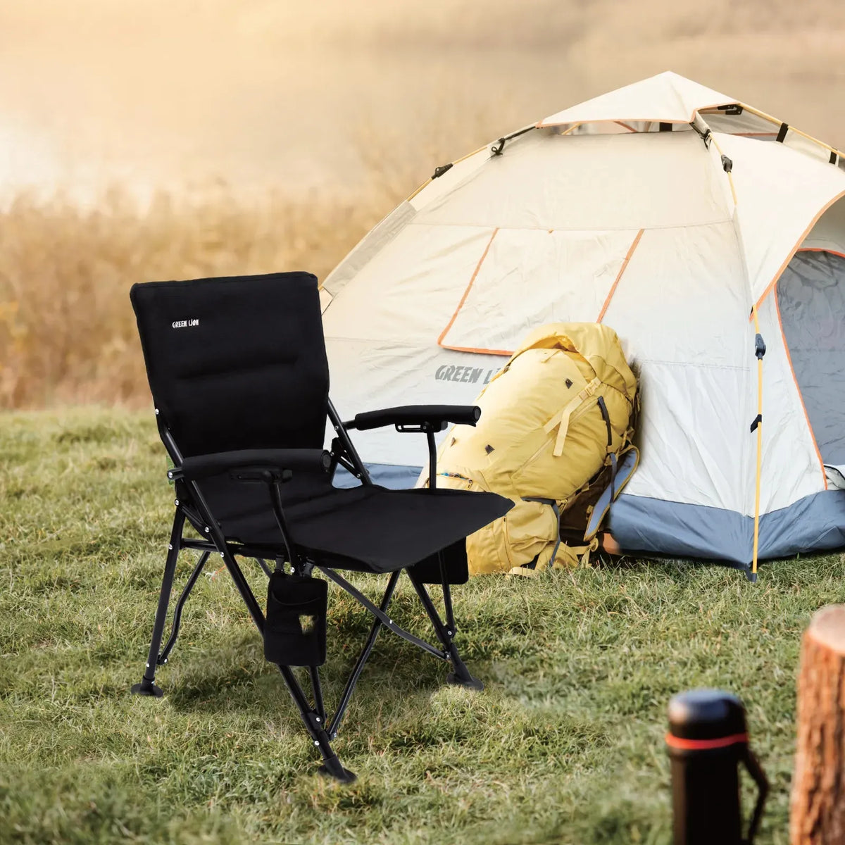 Green Lion Outdoor Camping Chair with Carrying Bag Black – image 6