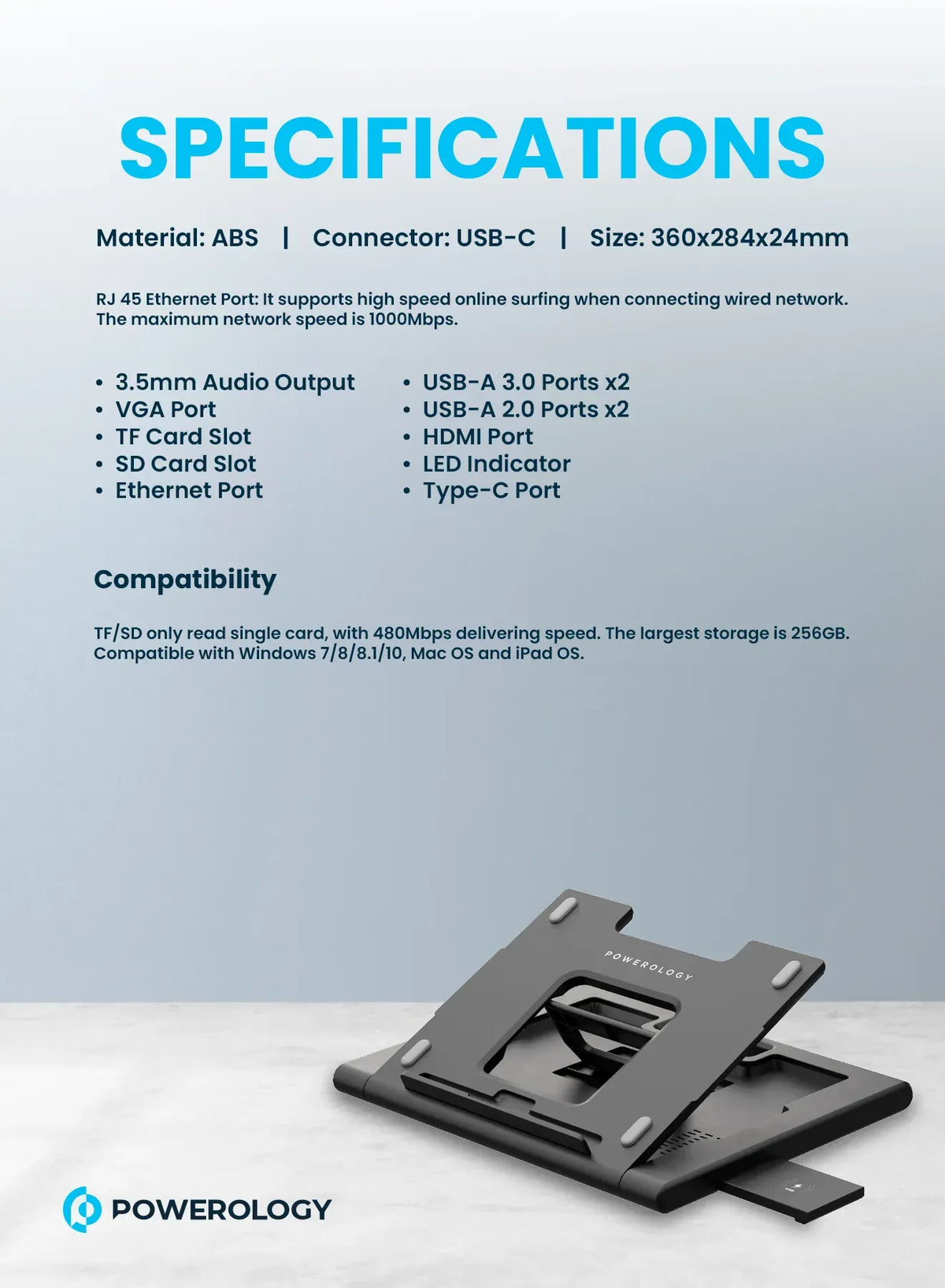 Powerology Multi Functional Pro Hub Laptop Stand – image 8