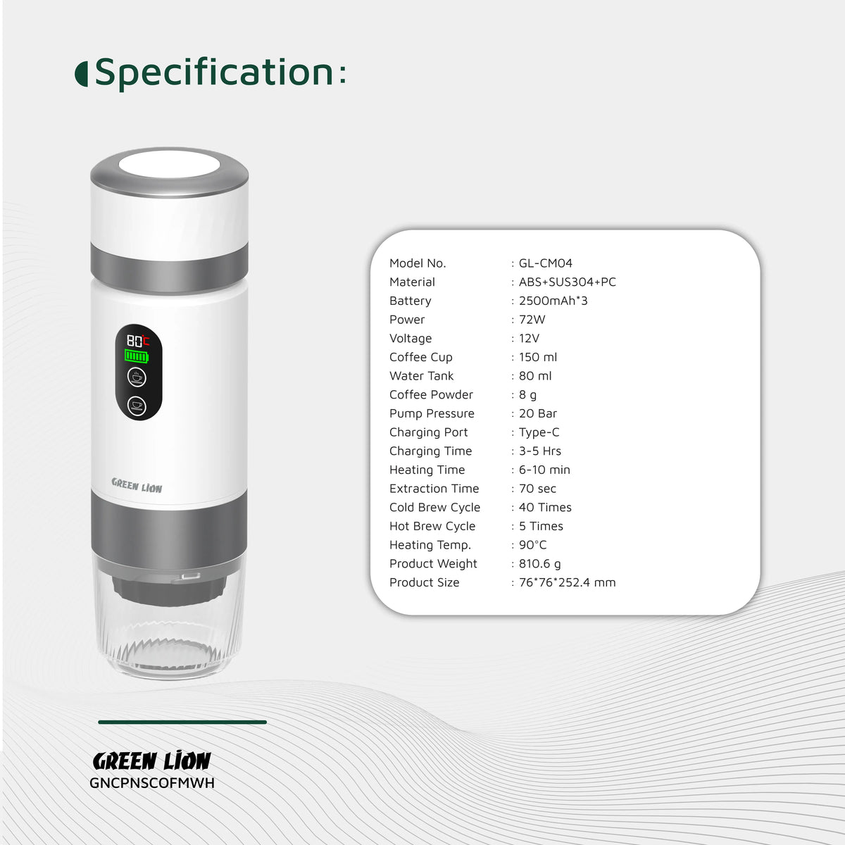 Green Lion Campinas Portable Coffee Maker 80 m L - White – image 11
