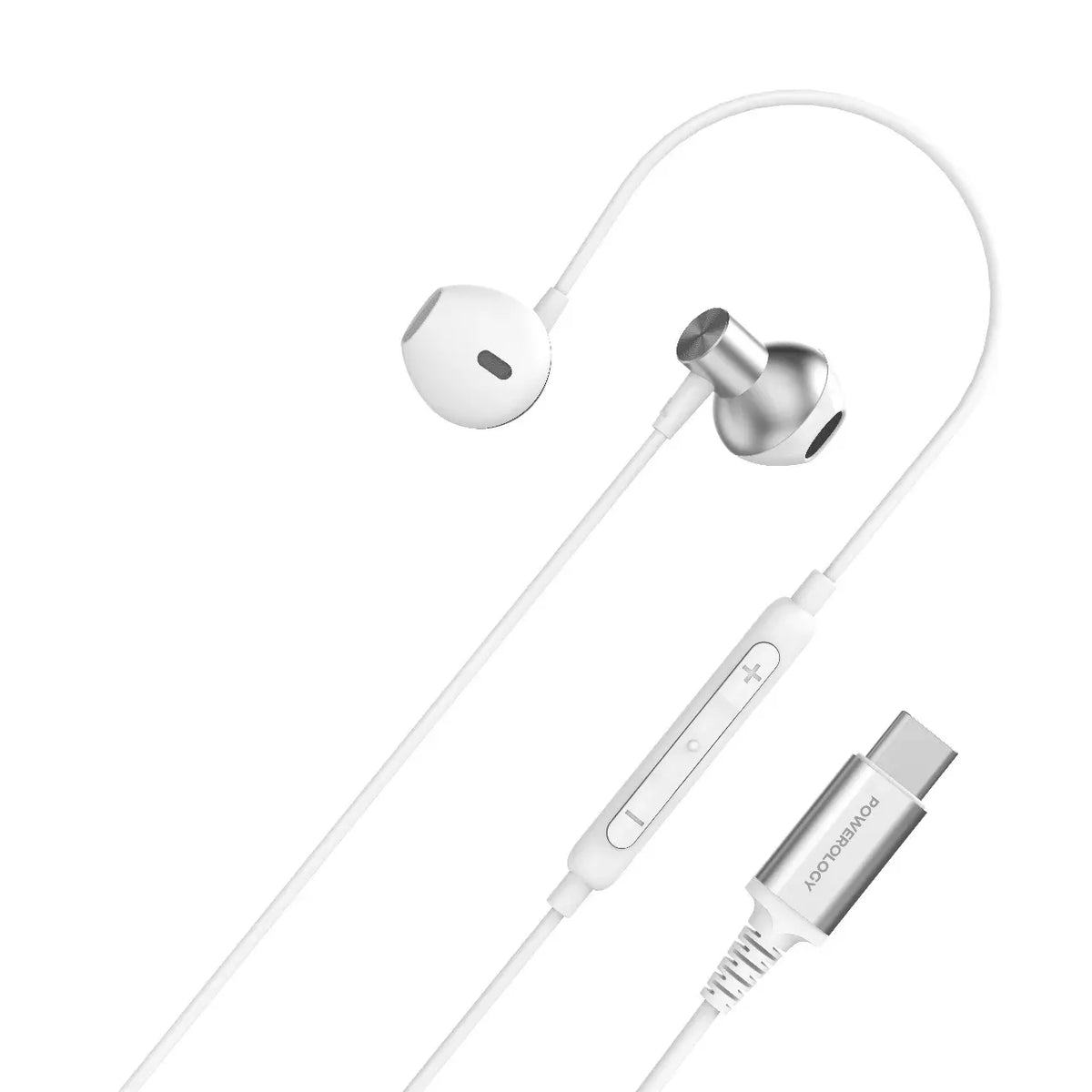 Powerology Type C Stereo Earphones White – image 2