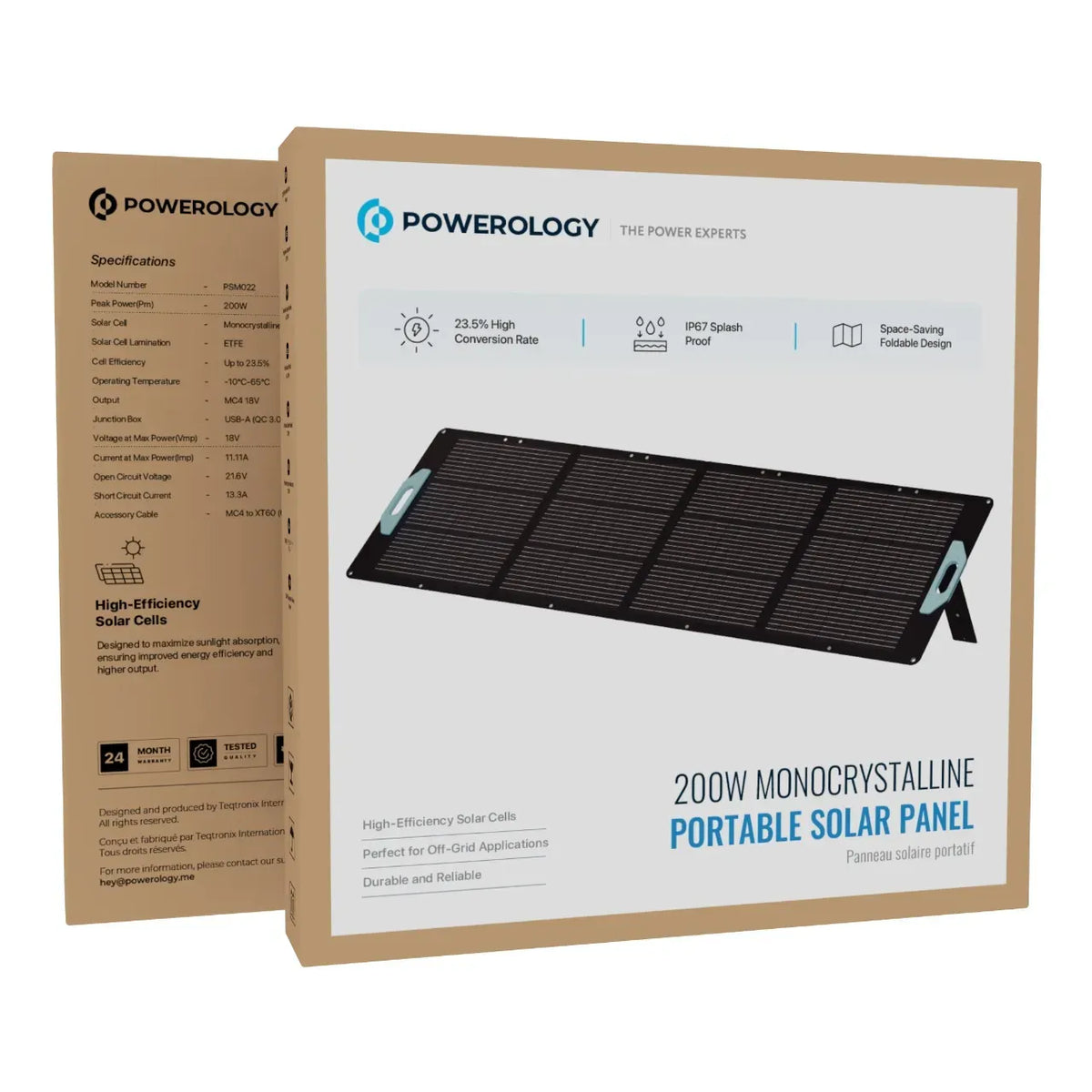Powerology 200w Monocrystalline Portable Solar Panel Black – image 2
