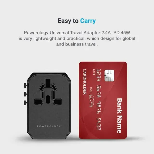 Powerology Universal Multi-Port Travel Charger - Black