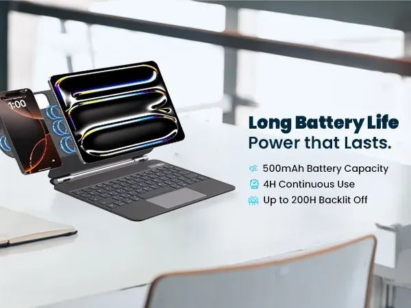 Powerology Dynaboard Wireless Keyboard Case with MagSafe Phone Holder for Ipad 11 M4 Black – image 3