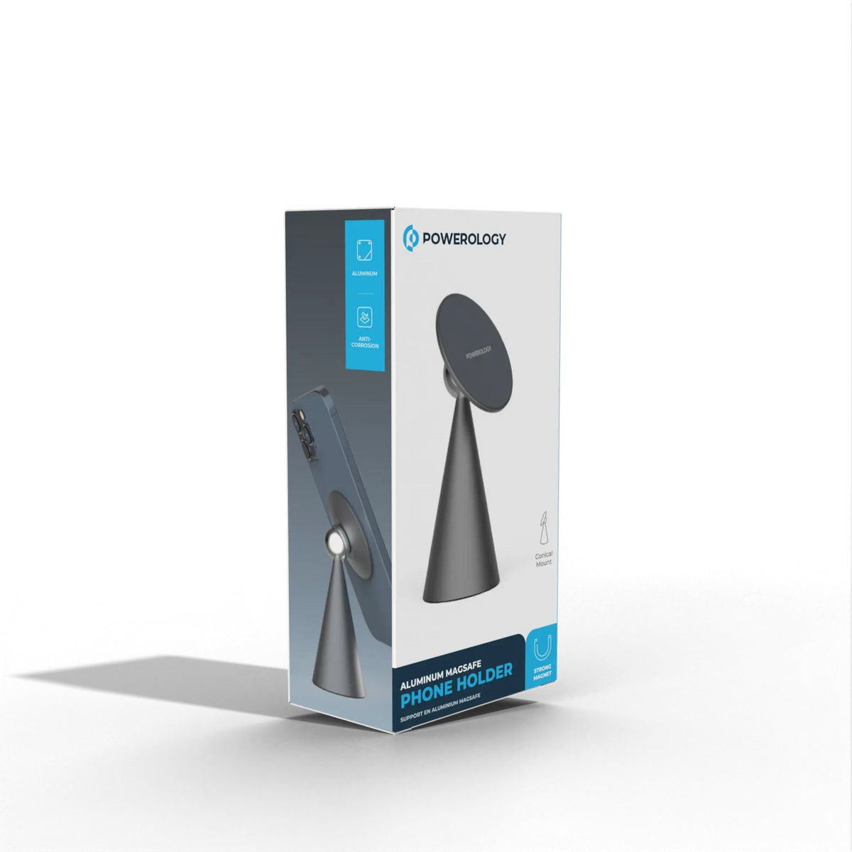 Powerology Desktop Conical MagSafe Phone Holder with 17 N5 Magnets Dark Grey – image 11