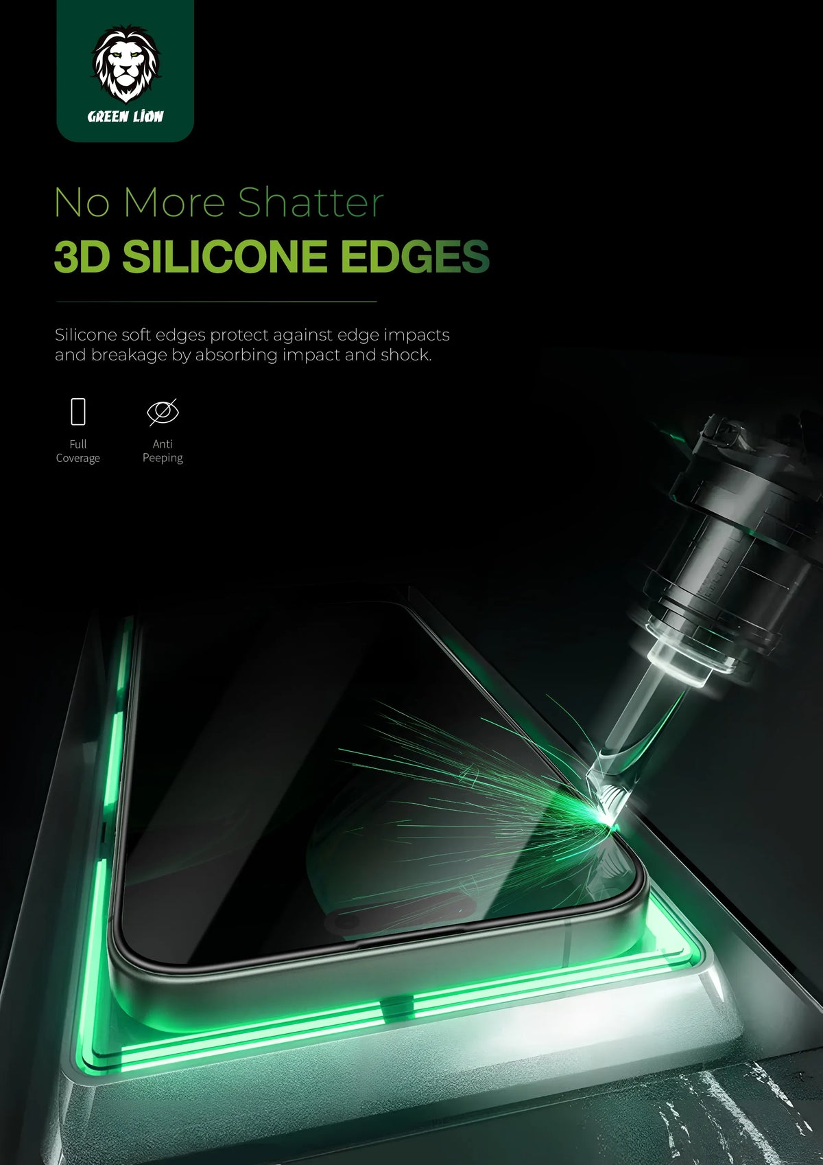 Green Lion 3 DSilicone Plus Screen Protector - Black Edge/Privacy – image 12