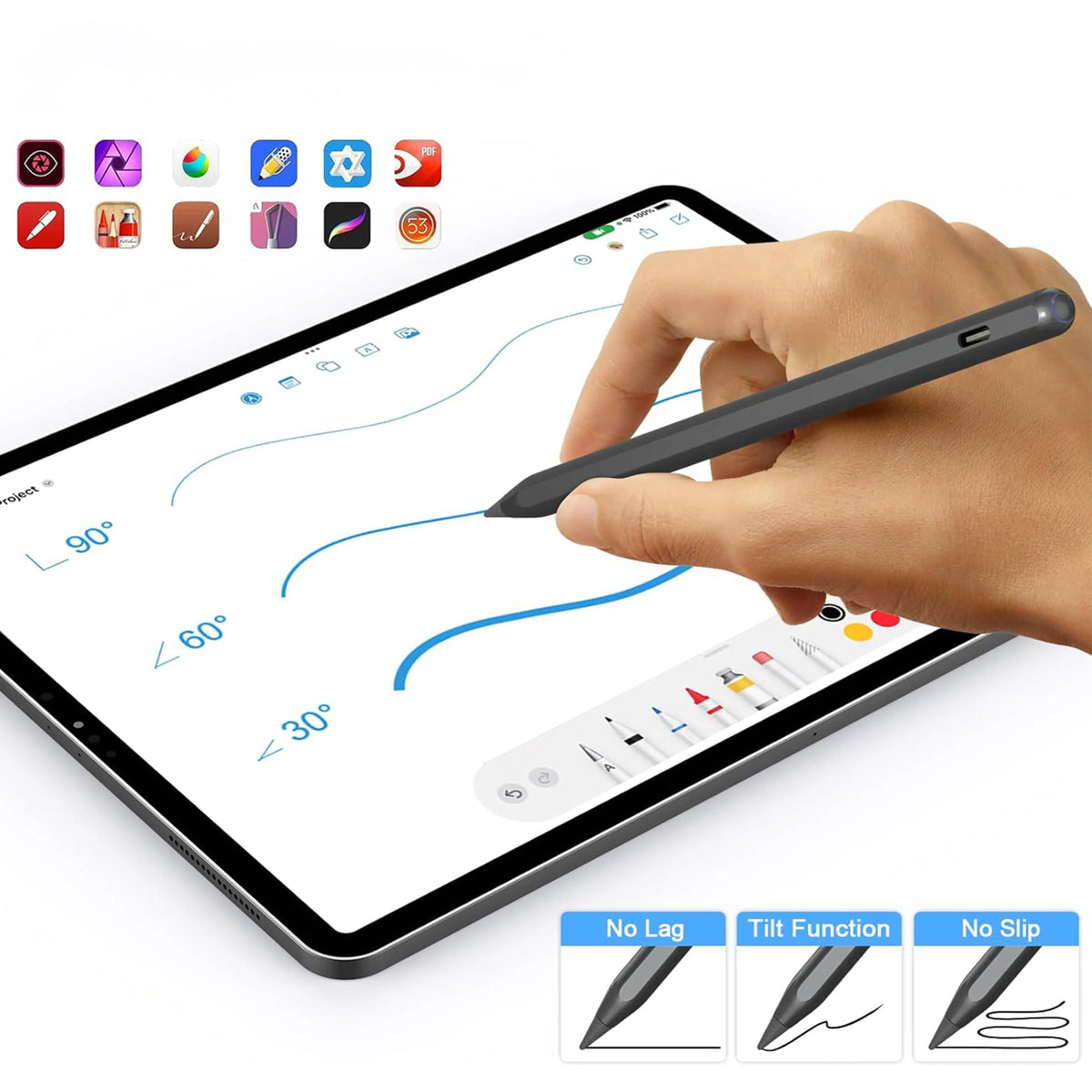Powerology Pencil Pro(2018-2022 i Pad Models) - Black – image 3