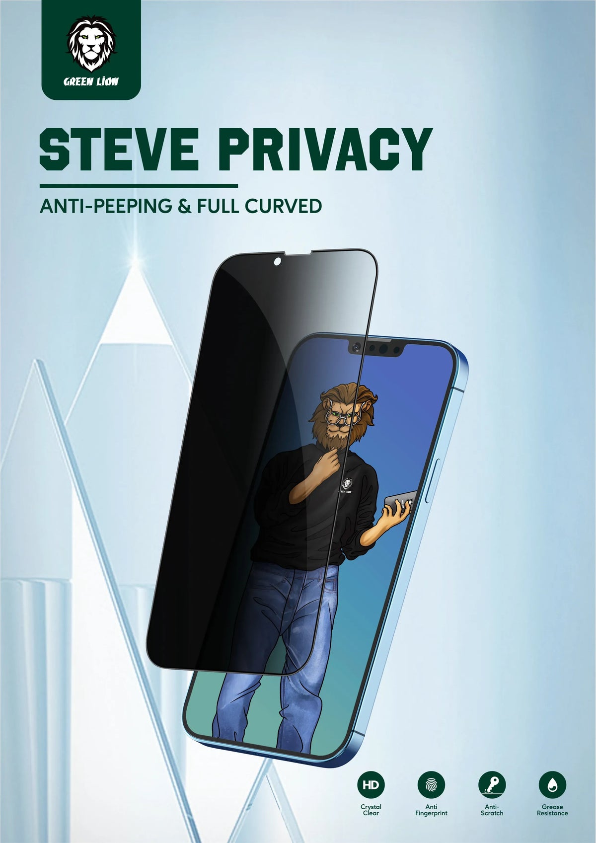 Green Lion 9h Steve Privacy Full Glass Screen Protector for Iphone 12 Pro Max – image 11