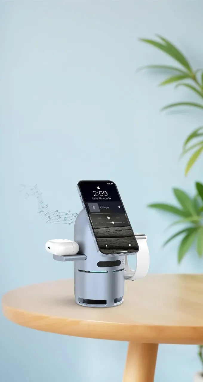 Powerology Qi2 Speaker Charge Station Gray – image 4