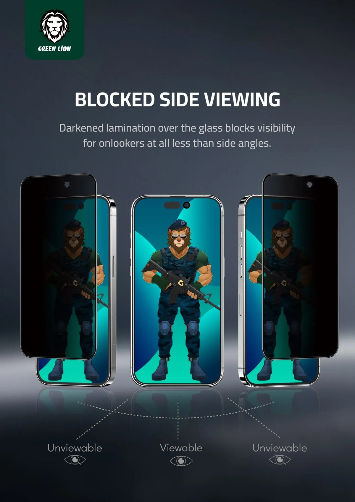 Green Lion 3d Pet Privacy Glass Screen Protector for Iphone 14 Black Edge Privacy – image 8