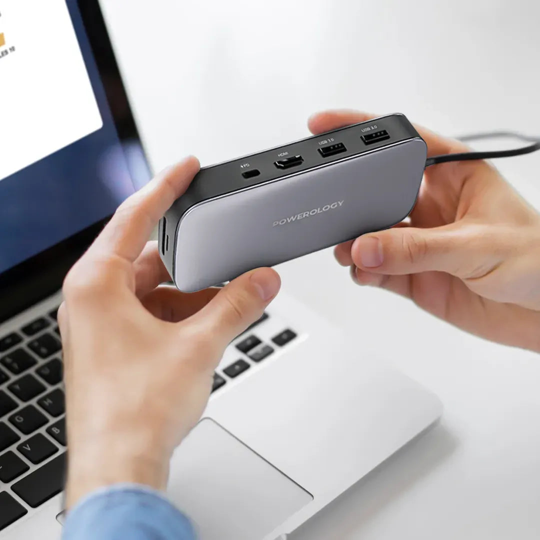 Powerology 256 Gb USB C Hub Ssd Drive All in One Connectivity Storage PD 100w Gray – image 7