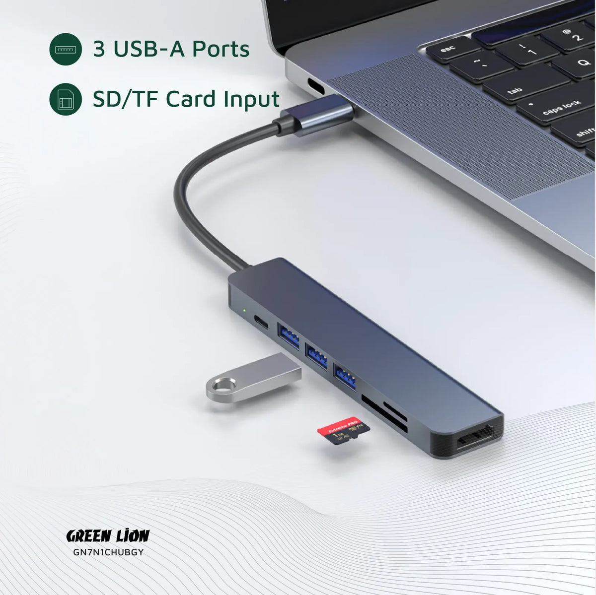 Green Lion 7 in 1 USB C Hub Gray – image 5