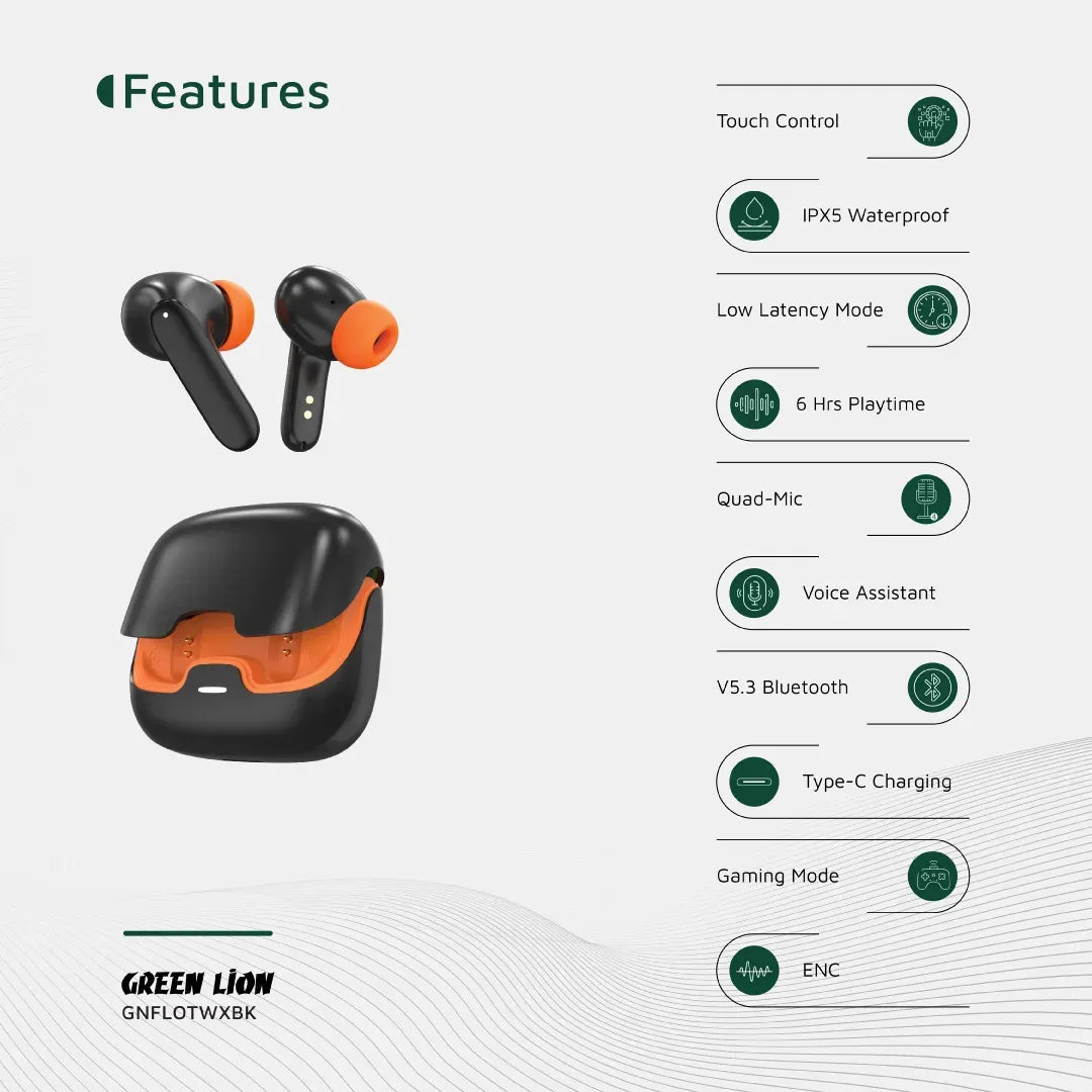 Green Lion Florence TWS True Wireless Earbuds - Black – image 9
