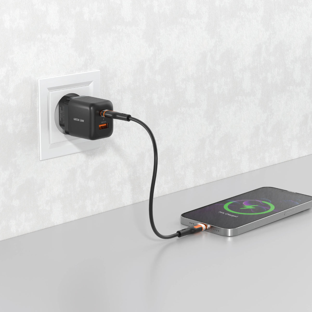 Green Lion Ultra Compact Ga NWall Charger EUPin Cto LPD 20 W+QC 3.0 - Black – image 3