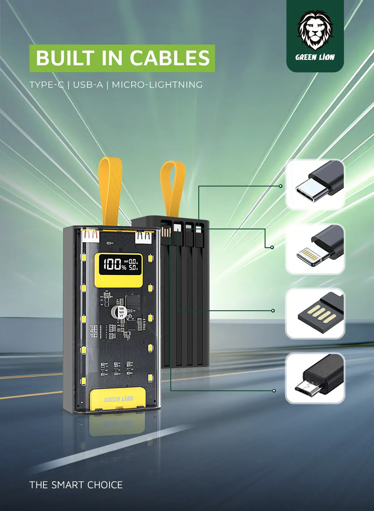 Green Lion Transparent Pro 20000mAh Power Bank Black – image 7