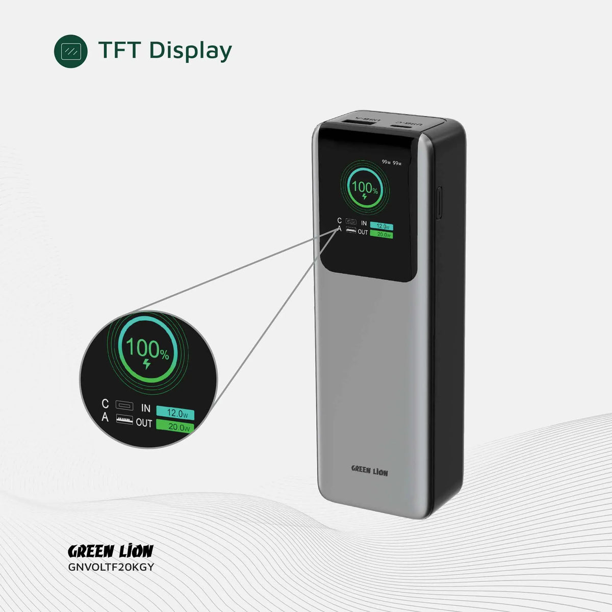 Green Lion Voltura 20000mAh Power Bank Pd100w Grey – image 5
