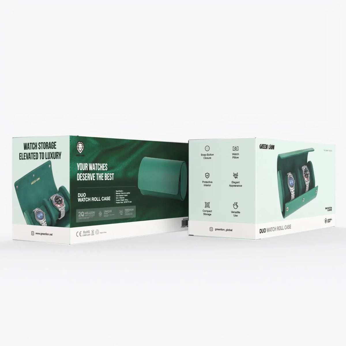 Green Lion Duo Watch Roll Case Rolex Green – image 4