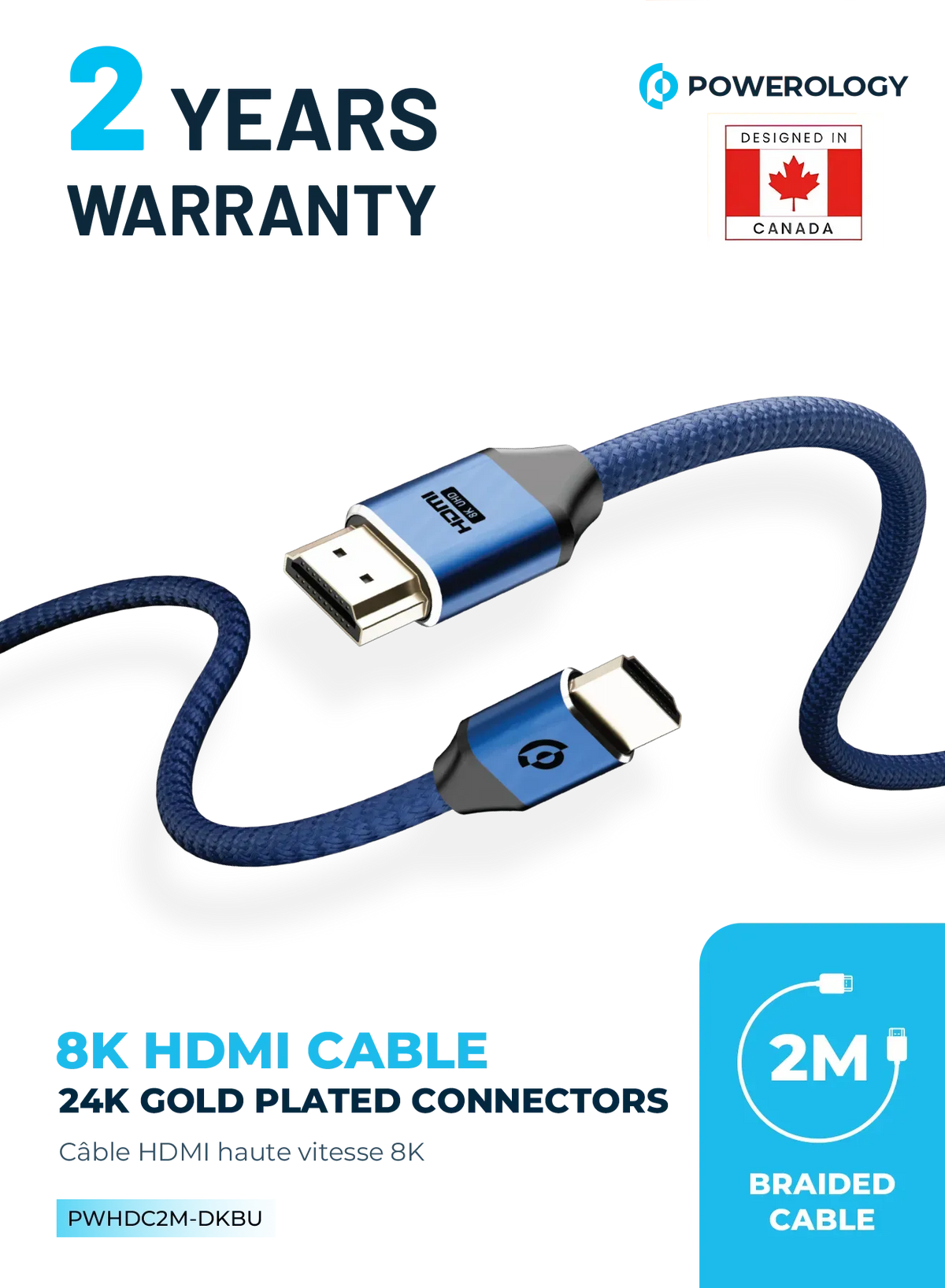 Powerology 8 KHDMI Braided Cable 2 M - DarkBlue – image 7