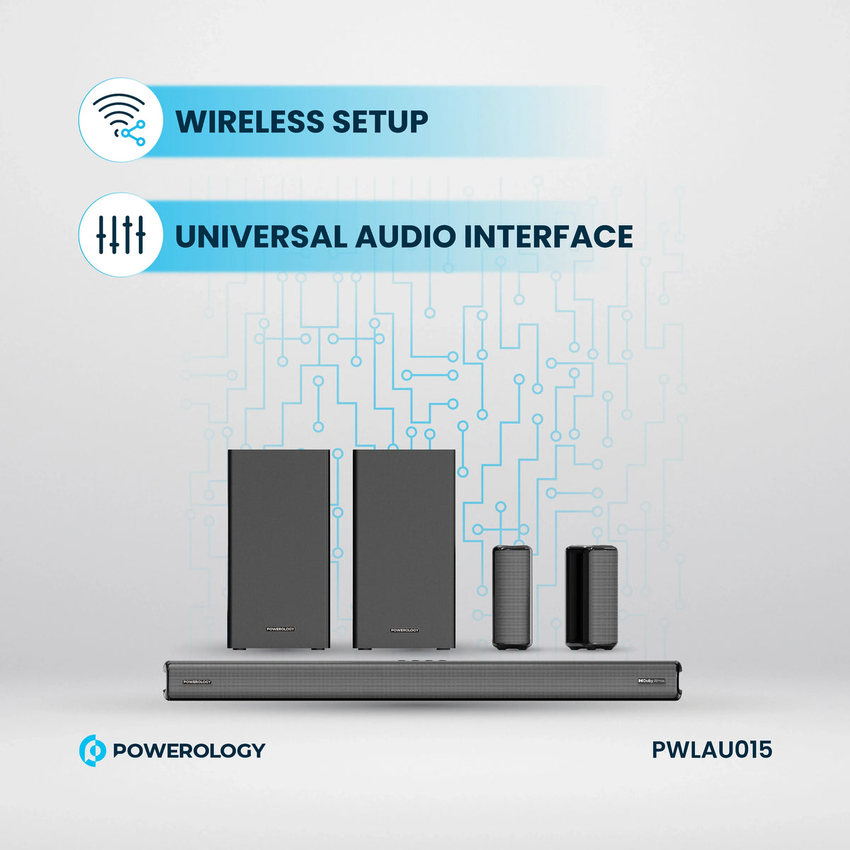 Powerology 5 2 4ch Dual Woofer Wireless Home Theater Black – image 7