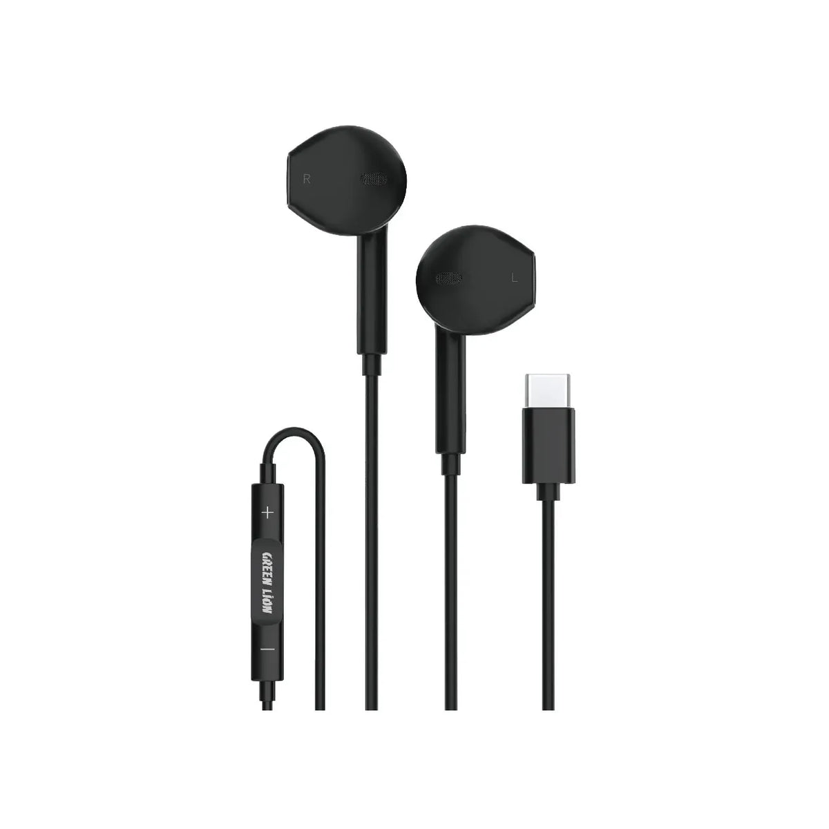 Green Lion Stereo Earphone With Type-CConnector - Black