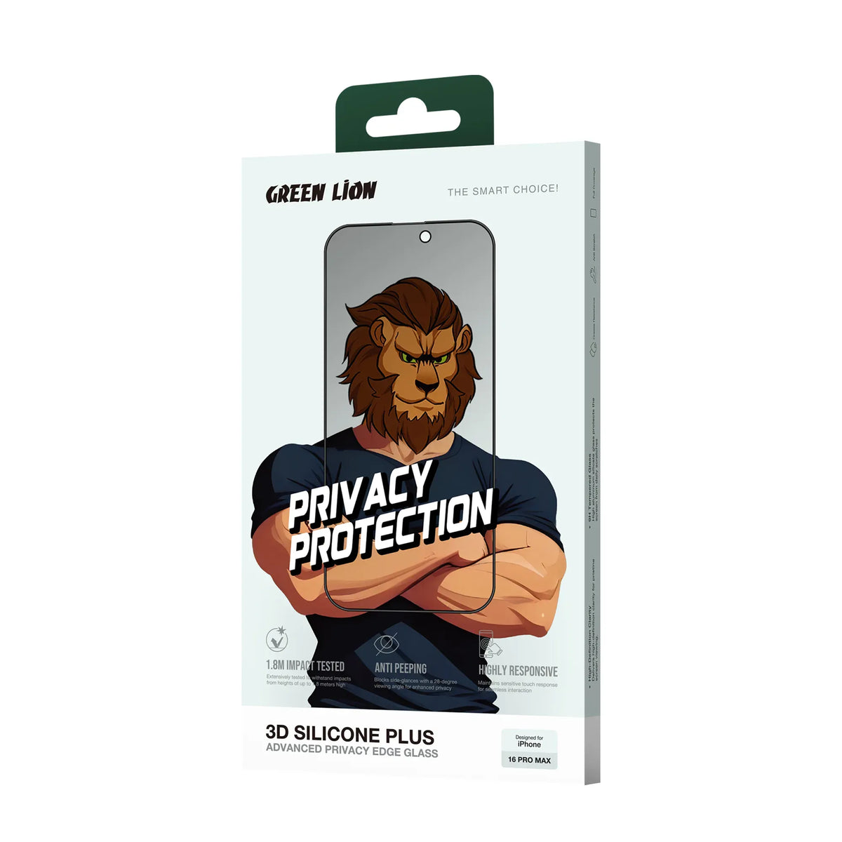Green Lion 3 DSilicone Plus Screen Protector - Black Edge/Privacy – image 6