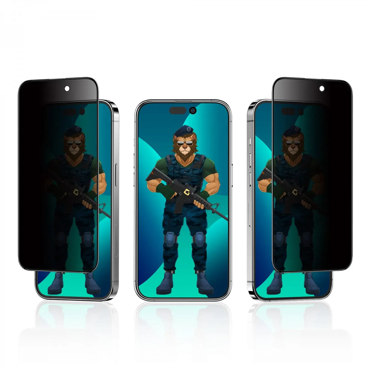 Green Lion 3d Pet Privacy Glass Screen Protector for Iphone 14 Black Edge Privacy – image 6
