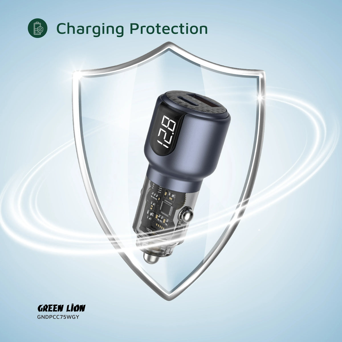 Green Lion Dual Port Car Charger PD+QC 75 W - Grey – image 6