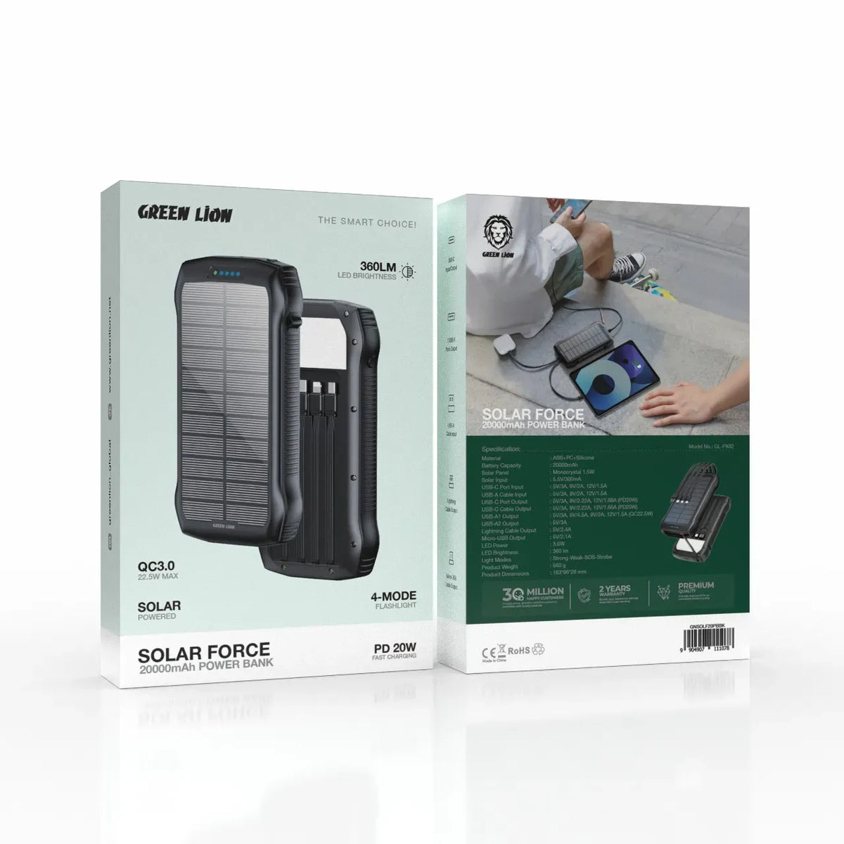 Green Lion Solar Force 20000mAh Power Bank Black – image 4