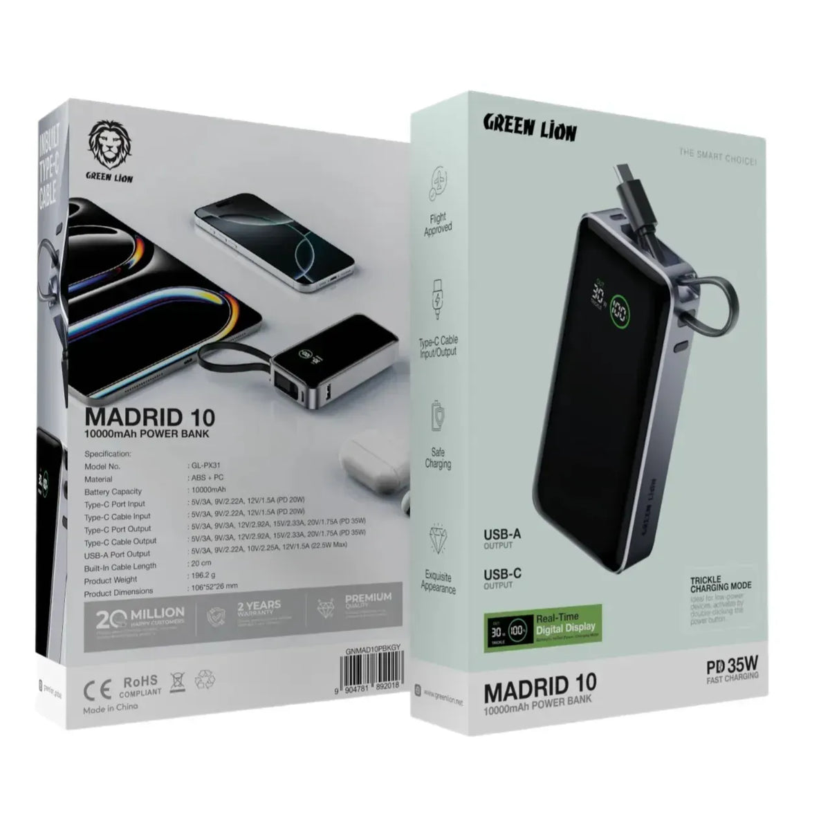 Green Lion Madrid 10 Power Bank 10000mAh PD 35w Gray – image 7