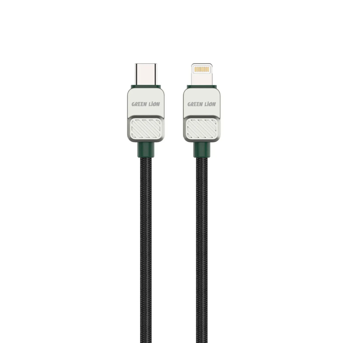Green Lion USB C to Lightning Electroplated Braided Cable Black Dark Green – image 2