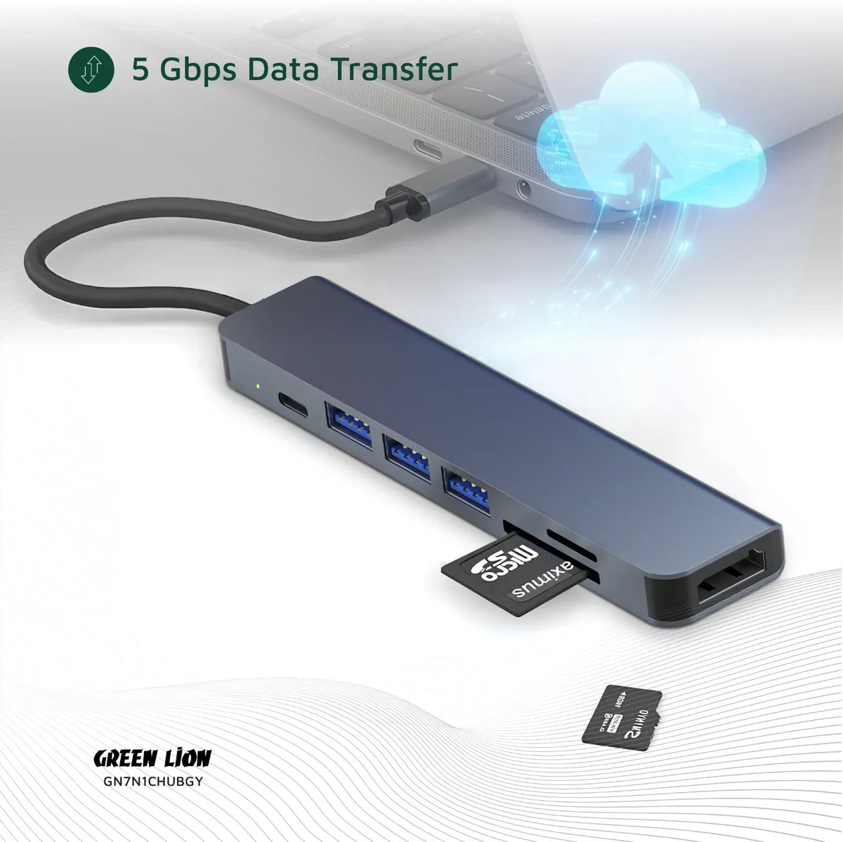 Green Lion 7 in 1 USB C Hub Gray – image 8