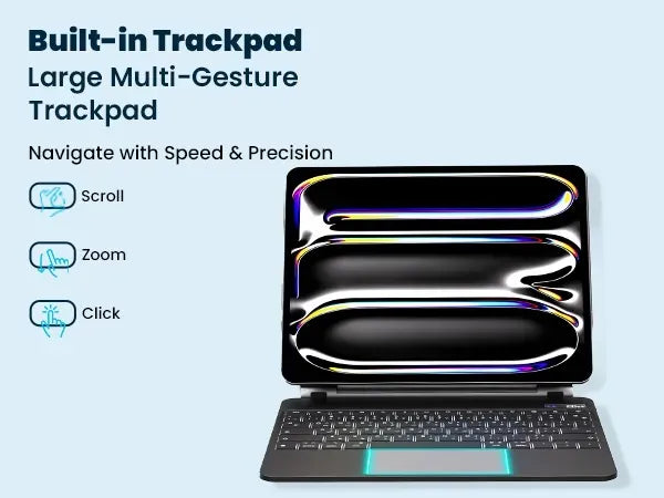 Powerology Dynaboard Wireless Keyboard Case with MagSafe Phone Holder for Ipad 13 M4 Black – image 15