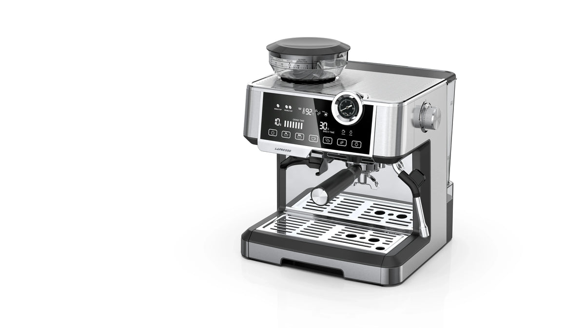 LePresso Dual Boiler Espresso Machine with Conical Grinder Pressure Gauge Silver – image 3