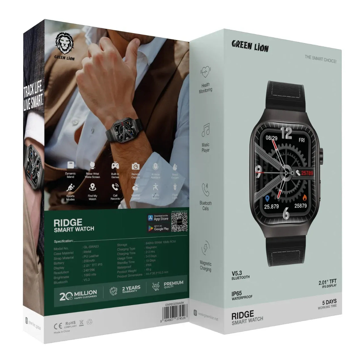 Green Lion Ridge Smart Watch - Black&Black – image 7