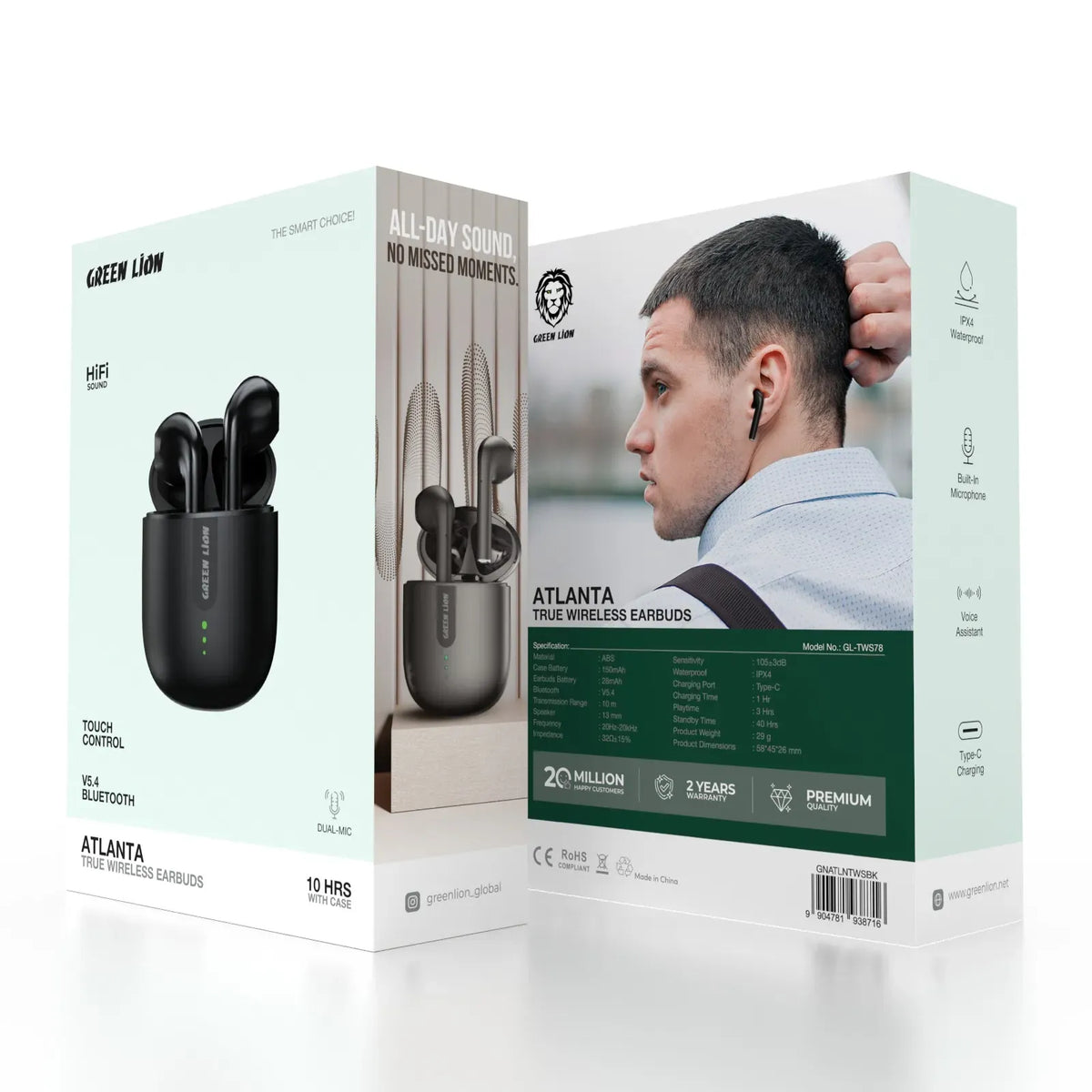 Green Lion Atlanta True Wireless Earbuds - Black – image 2