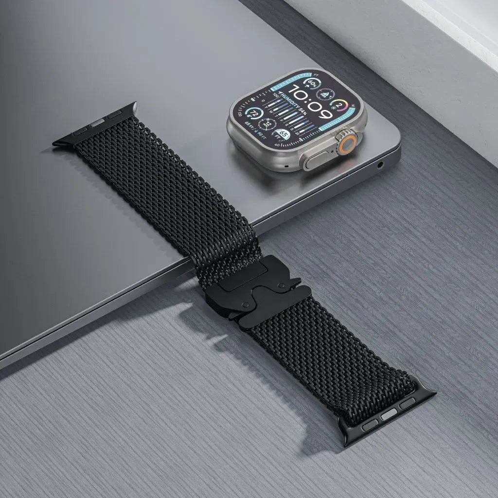 Green Lion Milanese Loop Strap Fori Watch - Black – image 4