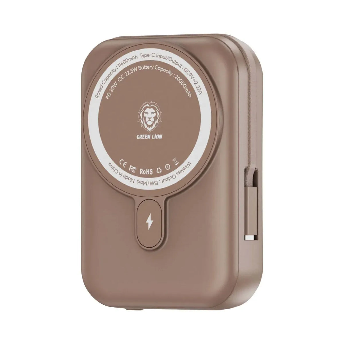 Green Lion 20000 m Ah Monaco Mag Safe Power Bank - Desert Titanium