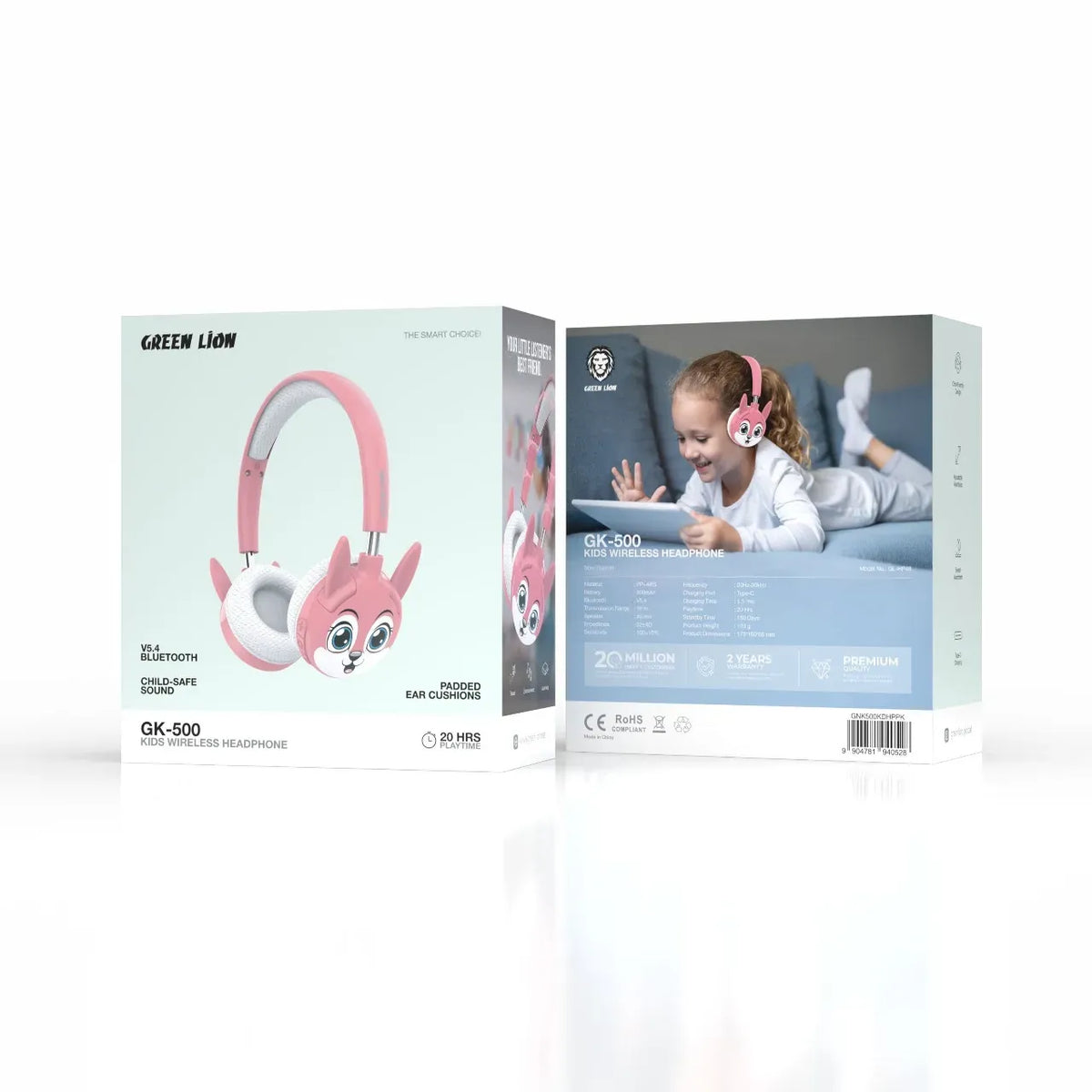 Green Lion GK-500 Kids Wireless Headphone - Pink – image 3