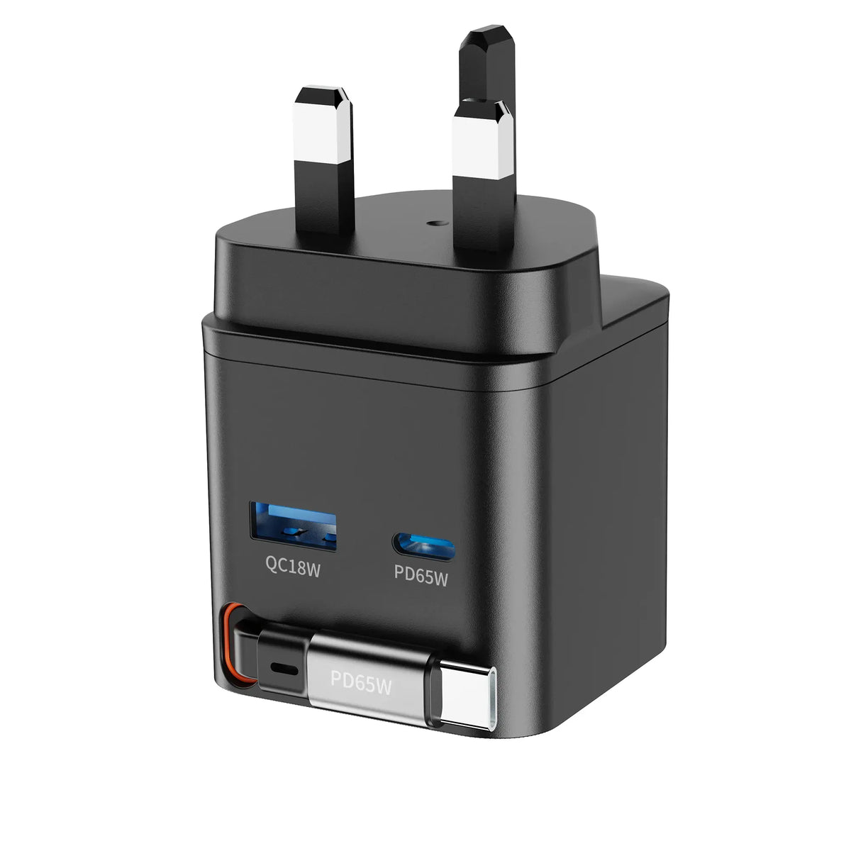 Powerology Dual Port |Retractable Ga NCharger - Balck – image 3