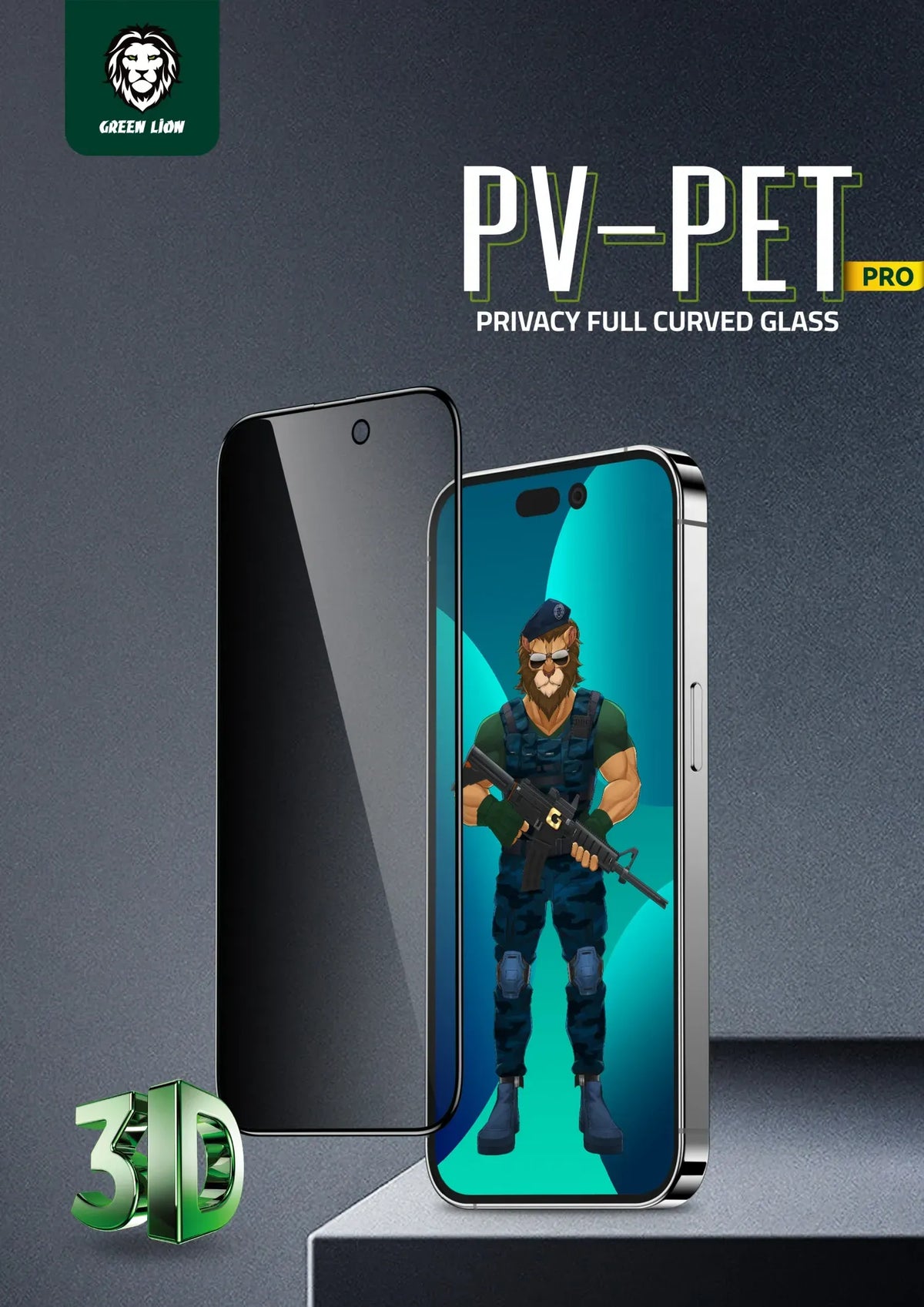 Green Lion 3d Pet Privacy Glass Screen Protector for Iphone 14 Black Edge Privacy – image 11