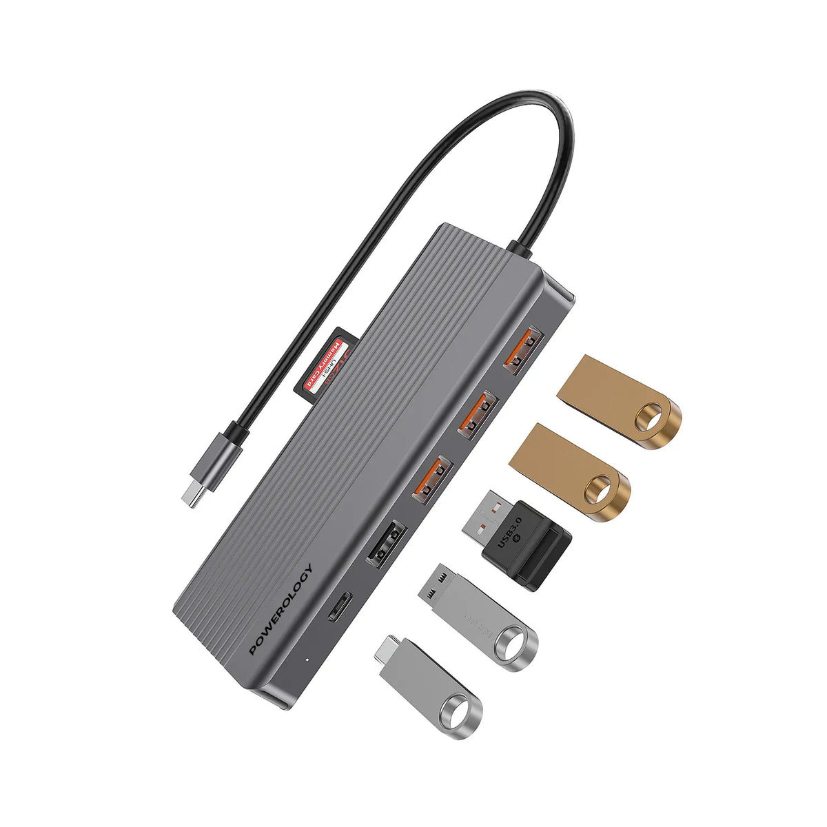 Powerology 13 in 1 Dual Hdmi Displayport USB C Hub Ethernet Gray – image 13