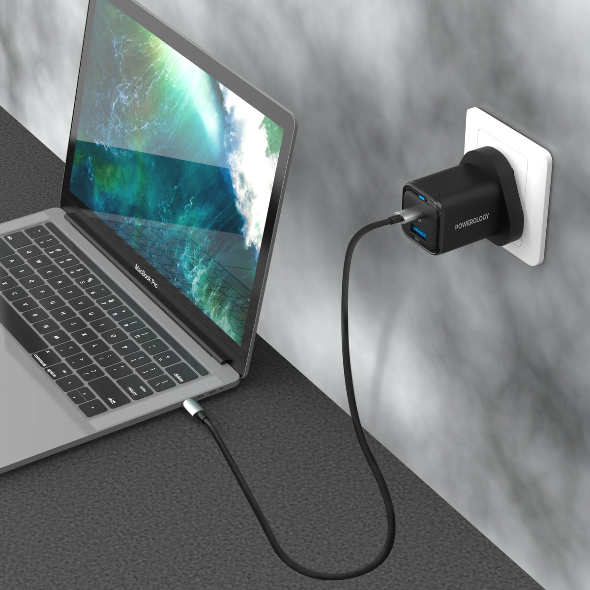 Powerology 35w PD QC 1xusb C 35w and 1xusb A 18w Gan Charger Uk with USB C Cable Black – image 13