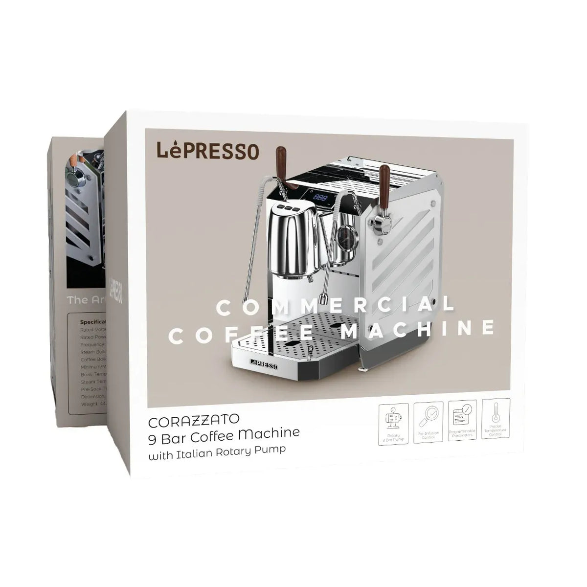 LePresso Commercial Corazzato 9 Bar Coffee Machine with Italian Rotary Pump Silver – image 3